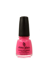 Frontage of a capped 0.5-ounce China Glaze Nail Lacquer glass bottle in Shocking Pink color variant