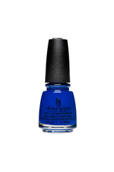 Front view of 0.5-ounce size bottle of a Bright blue bottle of nail polish from China Glaze with Simply Fa-blue-less variant