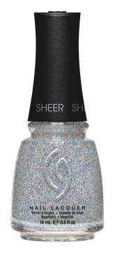 A Front View of CHINA GLAZE NAIL LACQUER, FAIRY DUST Bottle with black cap.