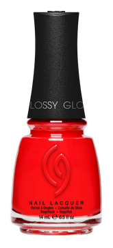 A Front View of CHINA GLAZE NAIL LACQUER, FLAME-BOYANT Bottle with black cap.