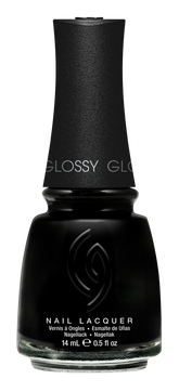 A Front View of CHINA GLAZE NAIL LACQUER, LIQUID LEATHER  Bottle with black cap