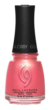 A Front View of CHINA GLAZE NAIL LACQUER, MOMENT IN THE SUNSET Bottle with black cap.