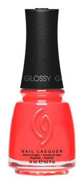 A Front View of CHINA GLAZE NAIL LACQUER,SUN-SET THE MOOD Bottle with black cap.