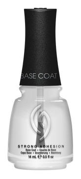 A Front View of CHINA GLAZE NAIL LACQUER, STRONG ADHESION BASE COAT Bottle with black cap