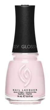 A Front View of CHINA GLAZE NAIL LACQUER,GLOWING PETALS  Bottle with black cap.