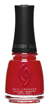 A Front View of CHINA GLAZE NAIL LACQUER, COZY CRIMSON  Bottle with black cap