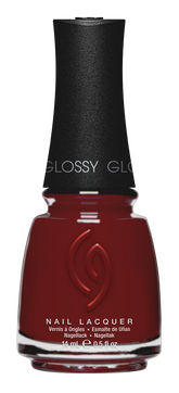A Front View of CHINA GLAZE NAIL LACQUER, MOONLIT MERLOT Bottle with black cap.