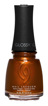 A Front View of CHINA GLAZE NAIL LACQUER, GOLDEN ACORN Bottle with black cap