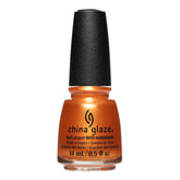 Front view of China Glaze bottle with black cap in shade  Bring the Heat.