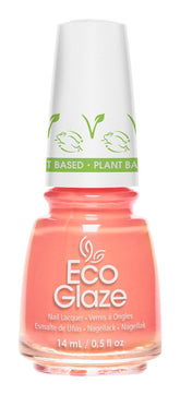 Eco Glaze Apricot of my Life coral nail polish, a plant-based formula providing a smooth, glossy finish with a refreshing shade.