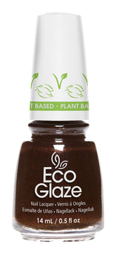 Eco Glaze Deep Roots dark brown nail lacquer with a smooth glossy finish, perfect for a sophisticated and polished look.