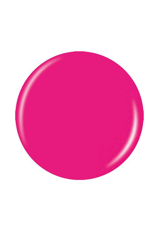 A shiny pink round shape sample nail polish swatch drop lay in white setting