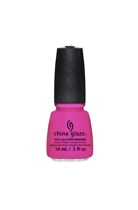 Front view of nail polish bottle with black lid and label text from China Glaze in You Drive Me Coconuts variant