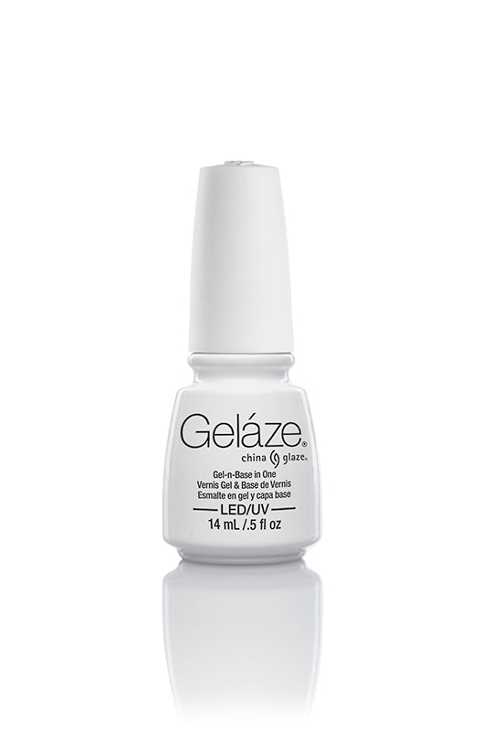 Frontage of a 0.5-ounce white nail polish in gel from China Glaze  - Gelaze with White on White color variant