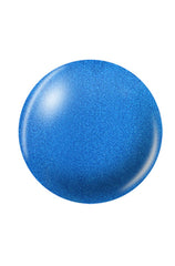 Glossy bright sky blue color of an oval nail enamel sample color swatch drop