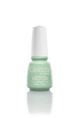 Front view of China Glaze - Gelaze nail lacquer top coat bottle with Re-fresh mint color variant