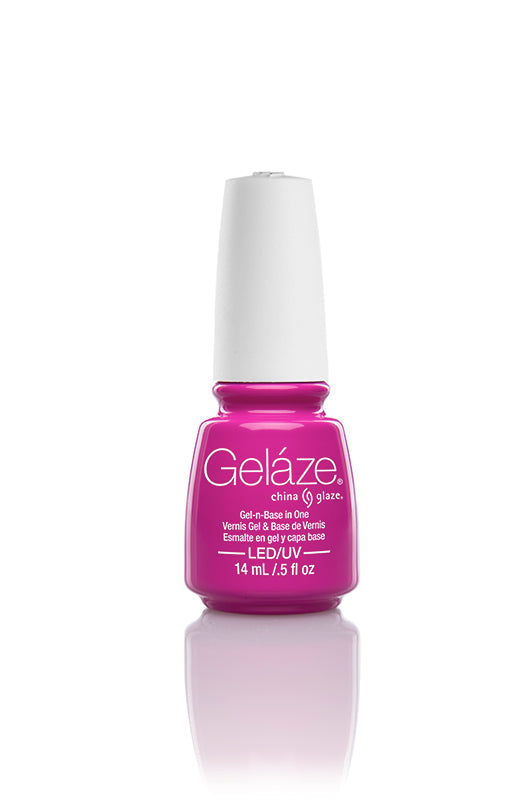 Nail base coat bottle in 0.5-ounce size from Gelaze China Glaze in Purple Panic variant in front-facing position