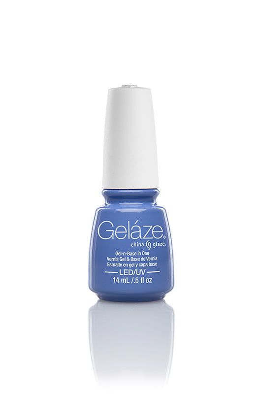Frontage of China Glaze - Gelaze Nail base coat in blue color with white lid with Secret Peri-Wink-Le color