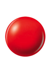 Glossy Realistic sphere with neon red color nail lacquer sample color swatch isolated in white background