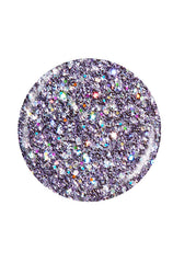 Metallic and holographic light purple micro hex glitters badge nail lacquer sample color swatch isolated in white background