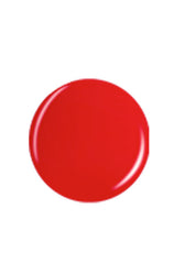 Shiny red circular shape nail lacquer sample color swatch isolated in white background