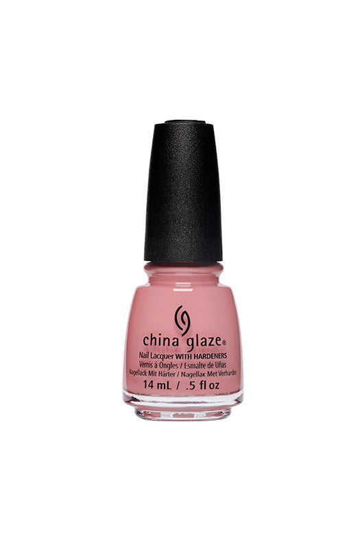 Pink bottle of nail polish from China Glaze with Don't make me blush color shade in 0.5-ounce size
