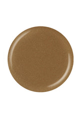 Shimmery gold circle nail polish sample color swatch isolated in white setting
