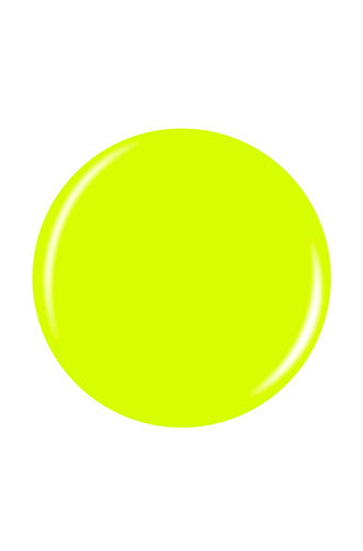 A round shape nail polish swatch drop in creamy yellow-green neon color