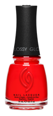 A Front View of CHINA GLAZE NAIL LACQUER, FLAME-BOYANT Bottle with black cap.