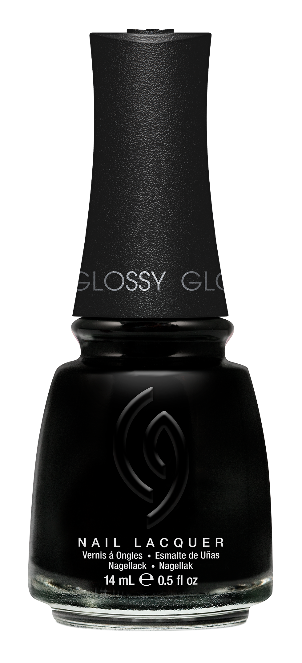 A Front View of CHINA GLAZE NAIL LACQUER, LIQUID LEATHER  Bottle with black cap