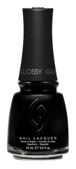 A Front View of CHINA GLAZE NAIL LACQUER, LIQUID LEATHER  Bottle with black cap