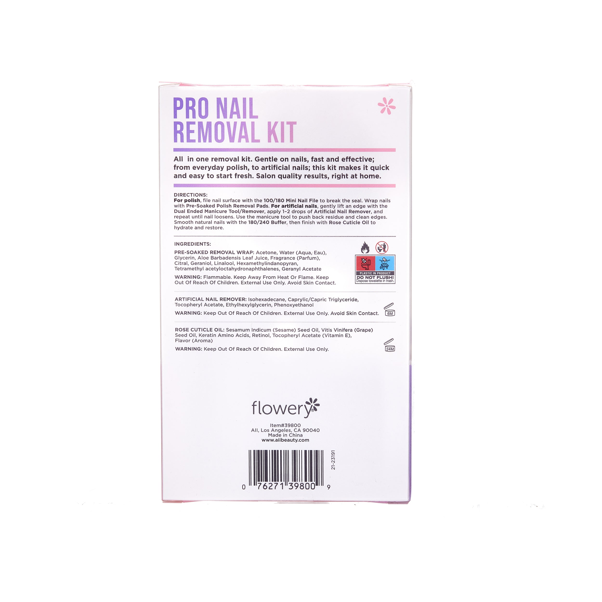 Pro Artificial Nail Remover Kit Back