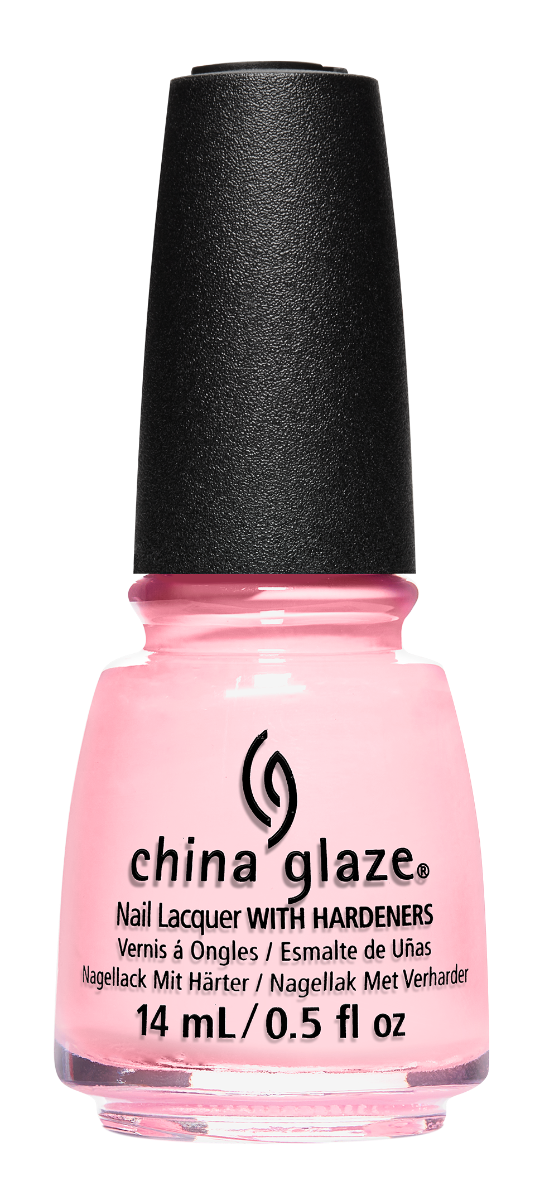Front view of China Glaze bottle with black cap in shade Sweet Cheeks.
